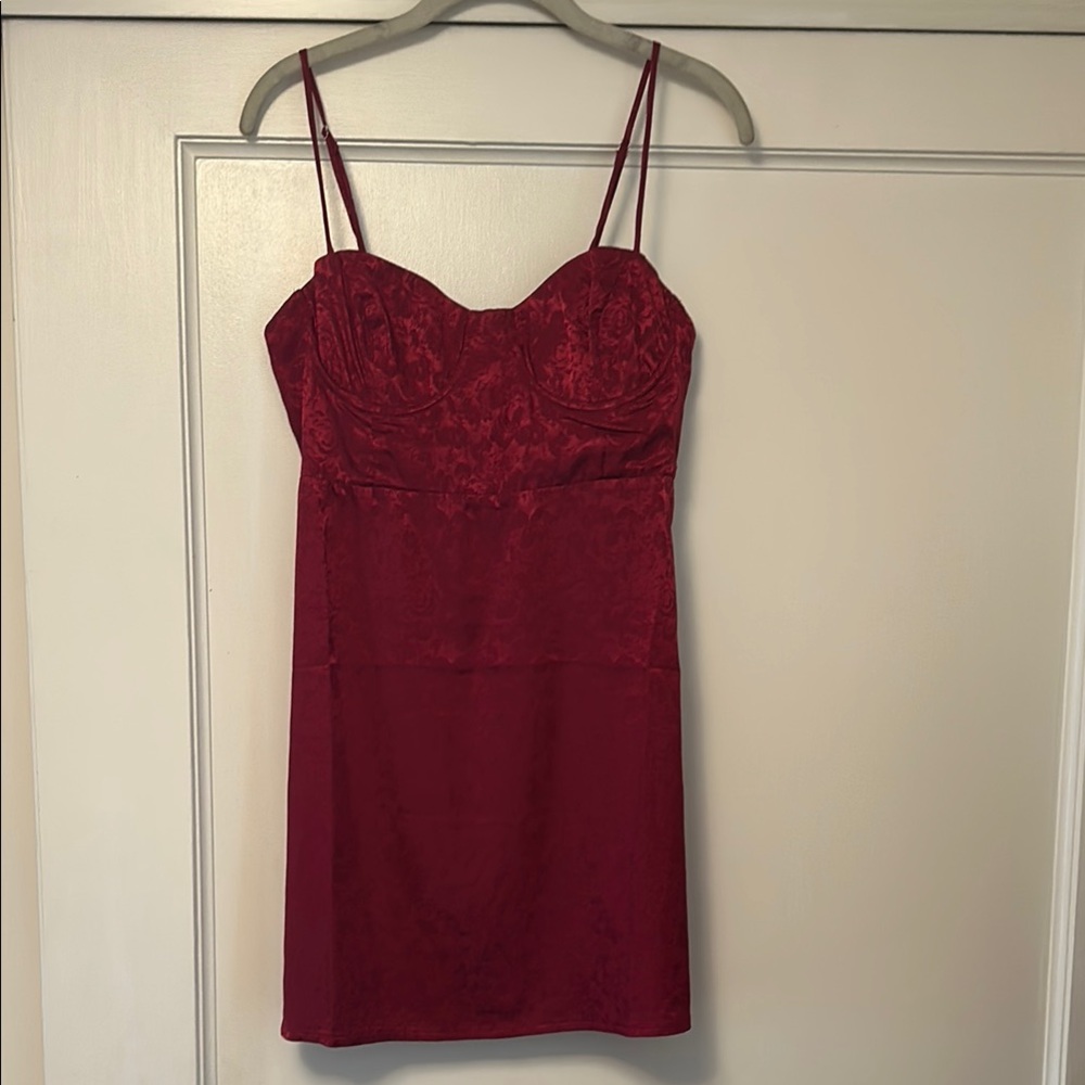 Princess Polly Diva Mini Corset Dress, Deep Red Burgundy, Size 12, New With Tags